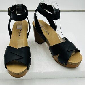 Lucky Brand Hadilla Chunky Platform Sandals Size 8M 3.5" Block Heel Black NEW